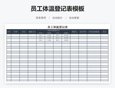 员工体温登记表模板
