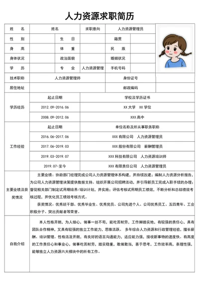 人事管理求职简历