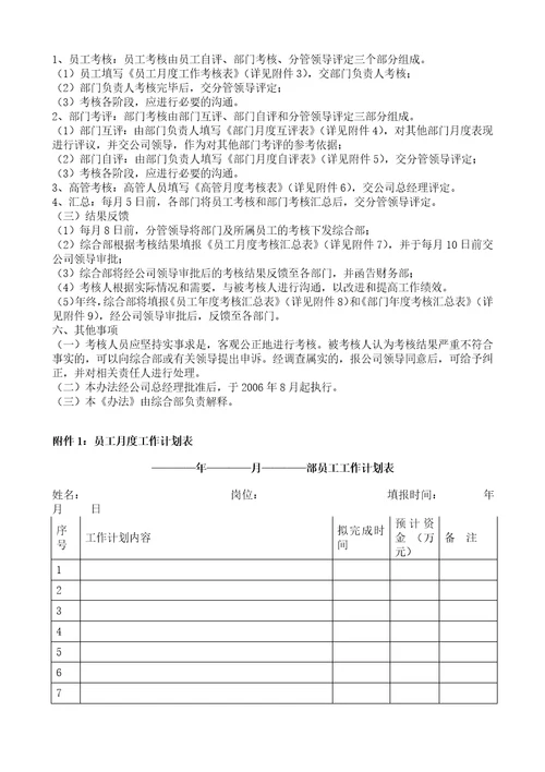 全套公司绩效考核办法(附表格)