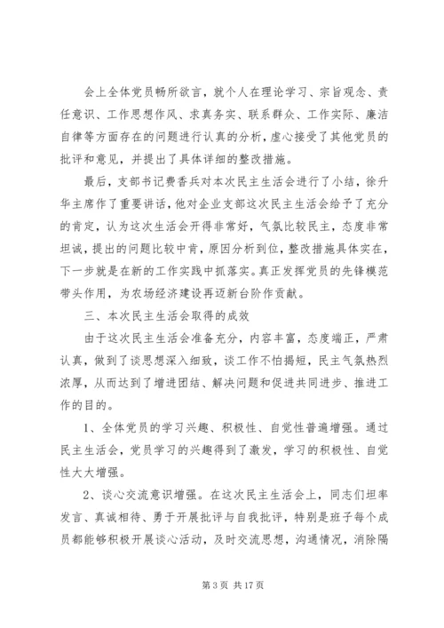 企业支部民主生活会小结.docx