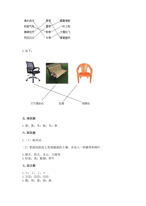 教科版二年级上册科学期末测试卷附参考答案【考试直接用】.docx