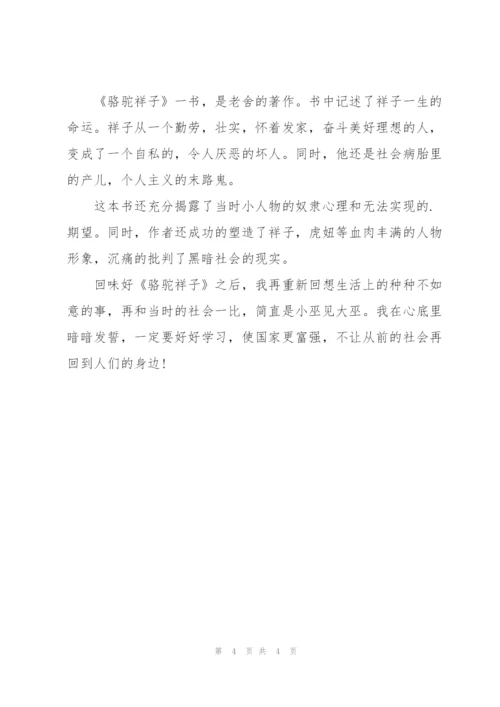 骆驼祥子七年级读书体会2022年.docx