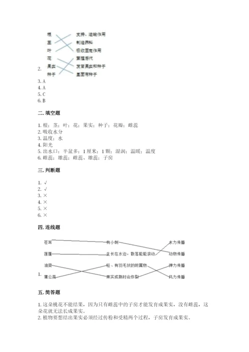 科学四年级下册第一单元植物的生长变化测试卷含答案.docx