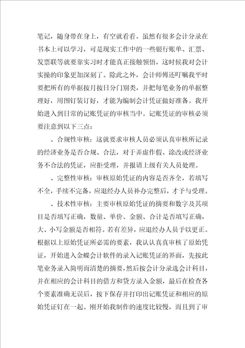 XX年会计出纳实习总结