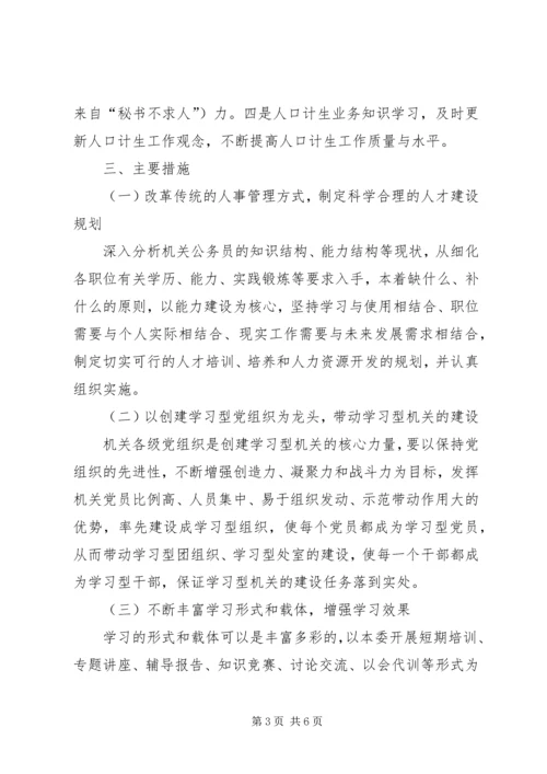市人口计生委党委关于创建学习性机关的实施意见 (6).docx
