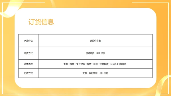 黄色简约风年终销售客户订货会PPT模板