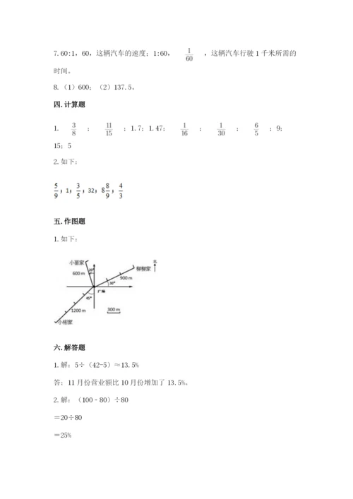 小学六年级上册数学期末测试卷及参考答案（培优）.docx