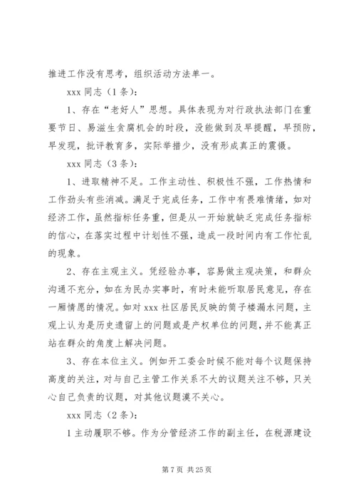 在专题民主生活会上对XX同志的批评意见共112条.docx