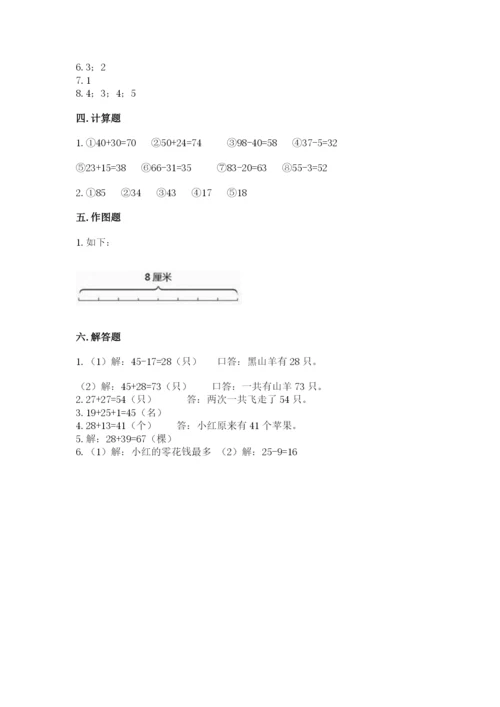 2022人教版二年级上册数学期中测试卷精品（达标题）.docx