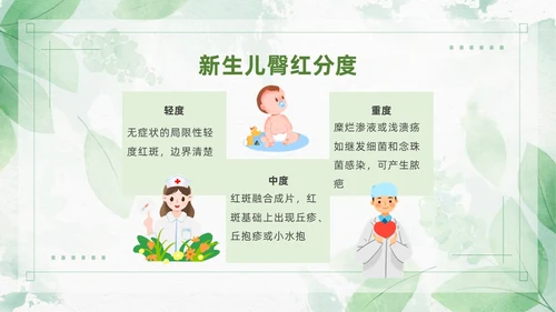 绿色清新风新生儿红臀护理预防以及处理培训ppt