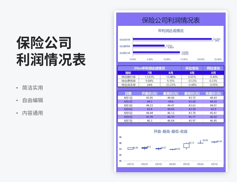 简约风保险公司利润情况表