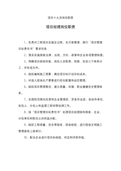 经典建筑综合重点工程优质项目十大员岗位基础职责.docx