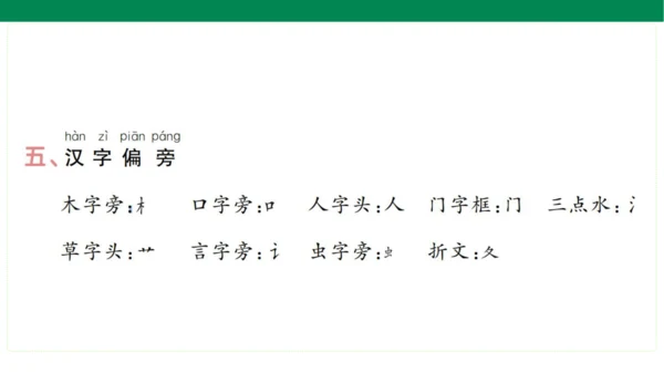 统编版语文一年级上册期中复习单元知识盘点  课件