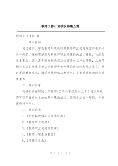 教师工作计划模板锦集五篇.docx