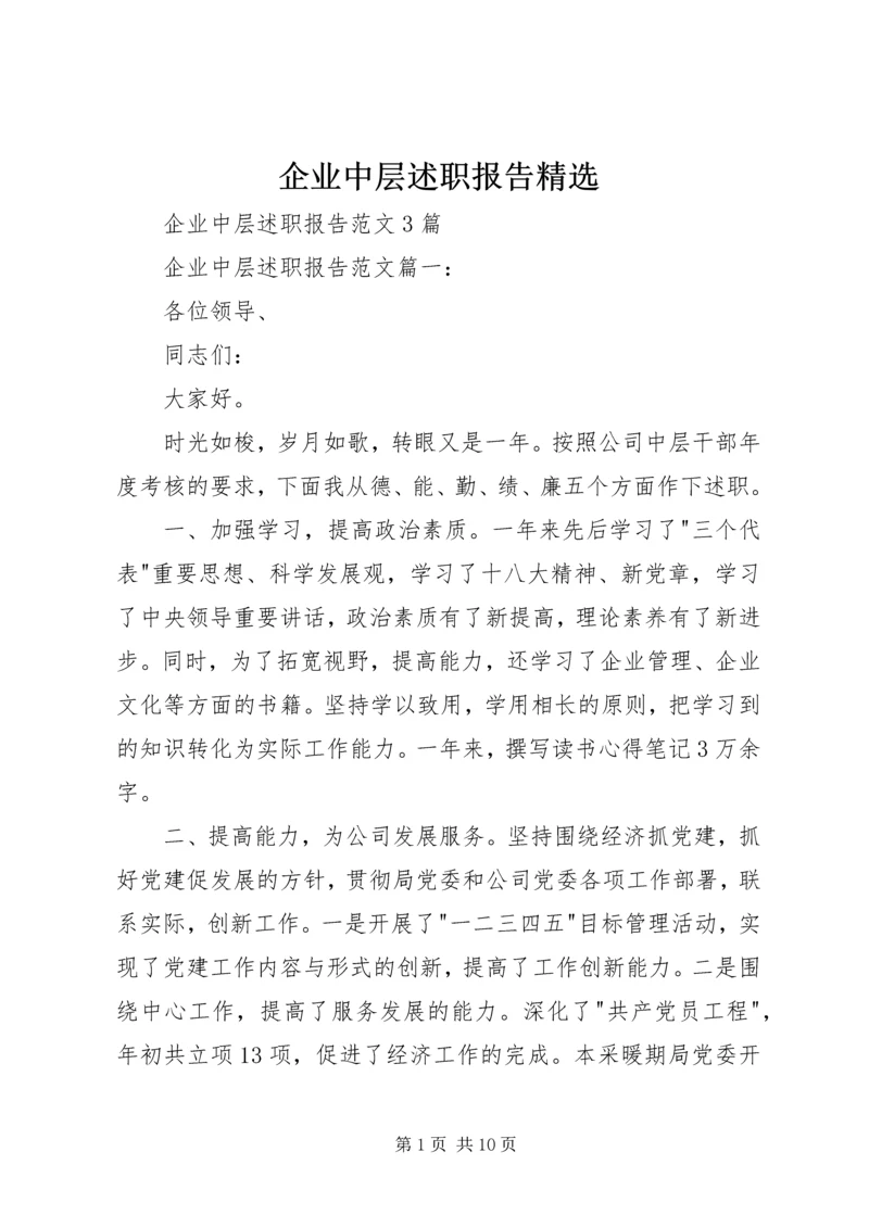 企业中层述职报告精选.docx