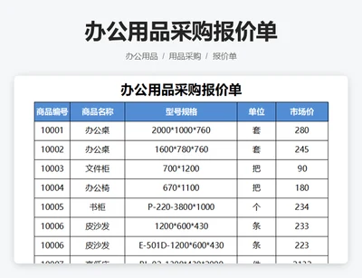 办公用品采购报价单