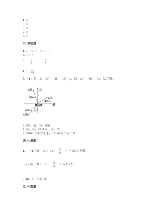 人教版六年级上册数学期中考试试卷精品（历年真题）.docx