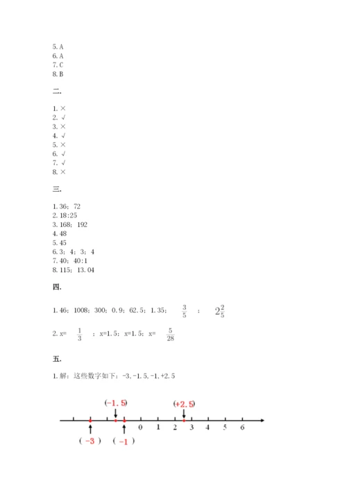 河南省平顶山市六年级下册数学期末测试卷（名师推荐）.docx