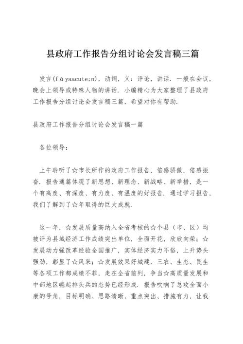 县政府工作报告分组讨论会发言稿三篇.docx