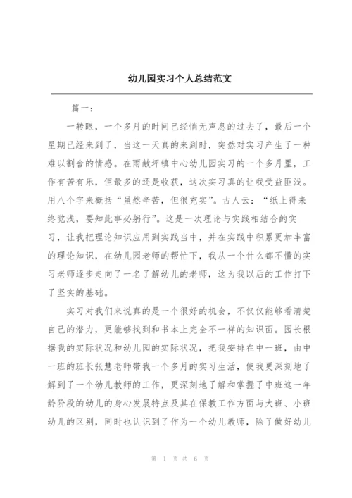 幼儿园实习个人总结范文.docx