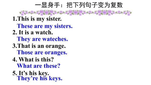人教七上预备篇—人称代词和be动词名词复数综合复习课件
