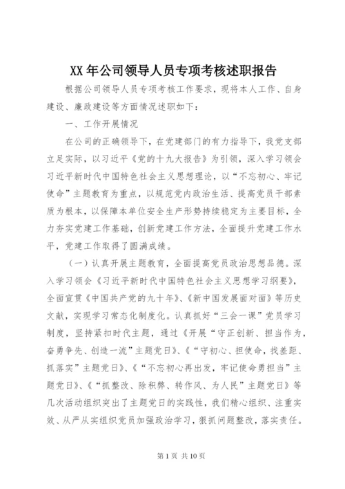 XX年公司领导人员专项考核述职报告.docx