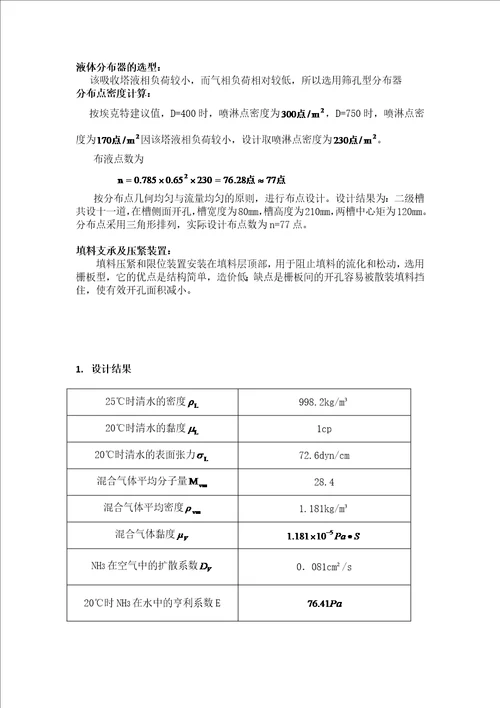 水吸收氨过程填料吸收塔设计