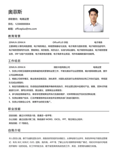 电商运营简历word模板
