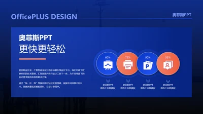 蓝色商务风并列关系4项PPT单页