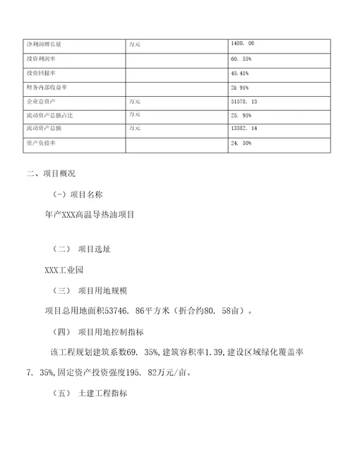 年产xxx高温导热油项目计划书规划设计