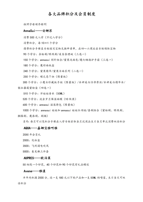 各大品牌积分及会员制度.docx