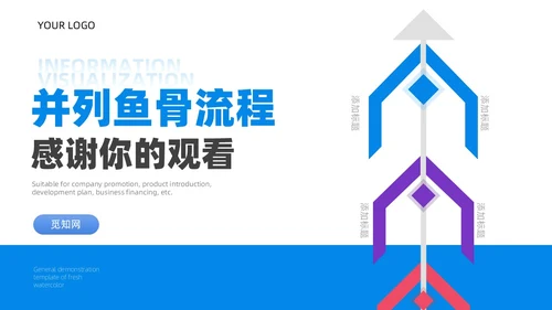 多彩鱼骨图信息可视化图表PPT模板