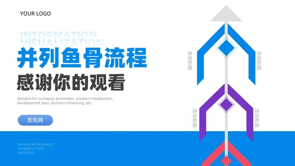 多彩鱼骨图信息可视化图表PPT模板