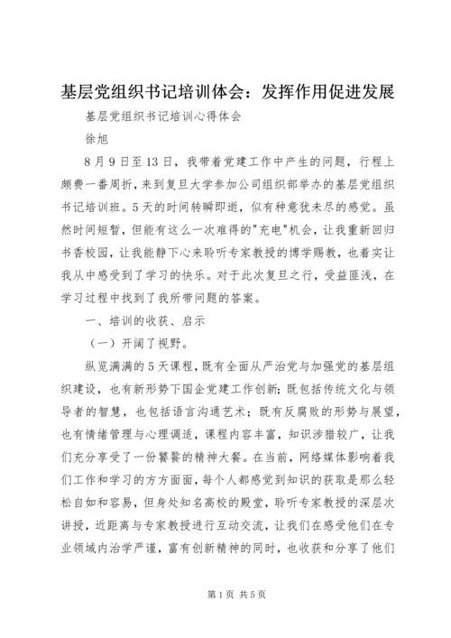 基层党组织书记培训体会：发挥作用促进发展 (4).docx