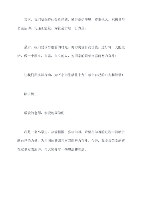小学生献礼十九演讲稿
