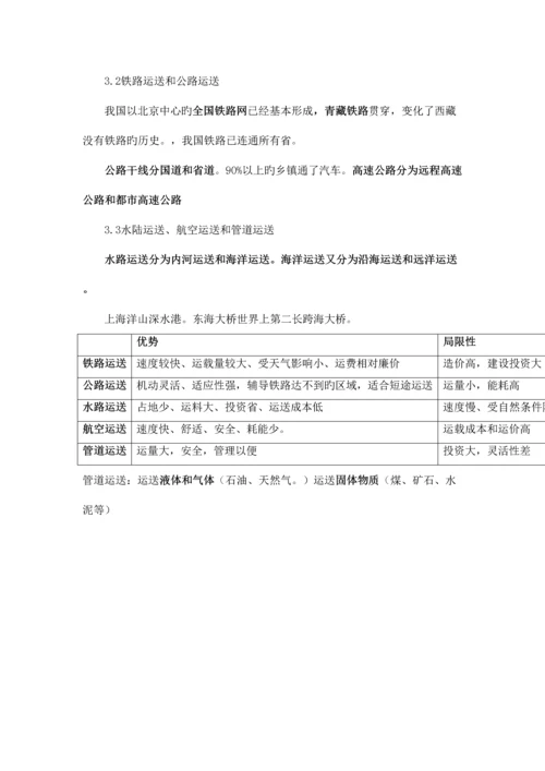 2023年上海初中地理会考知识点汇总七年级第二学期.docx