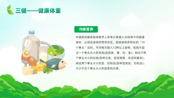 绿色清新风三减三健课件