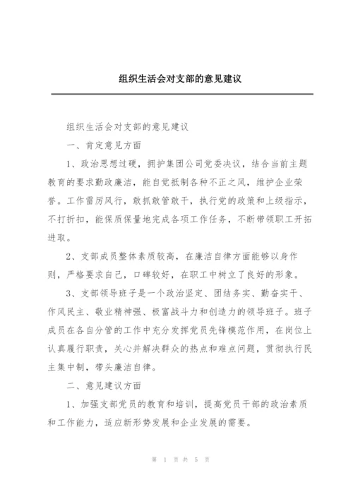 组织生活会对支部的意见建议.docx