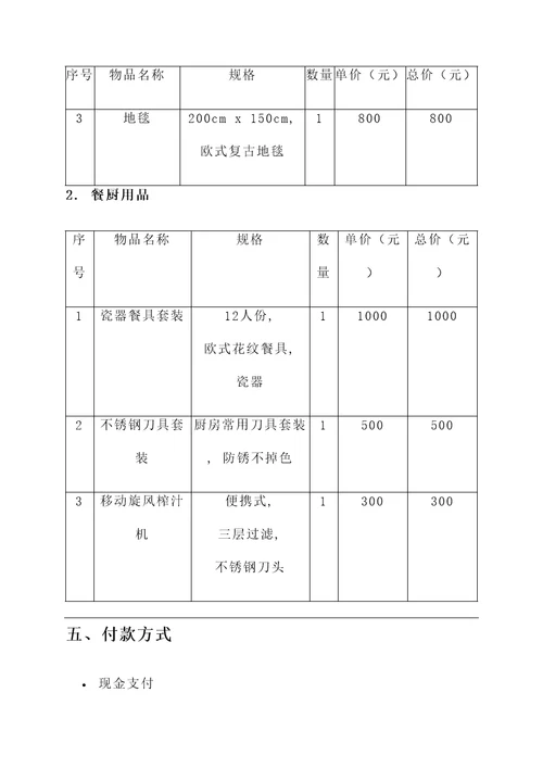 利仁所有小家的报价单