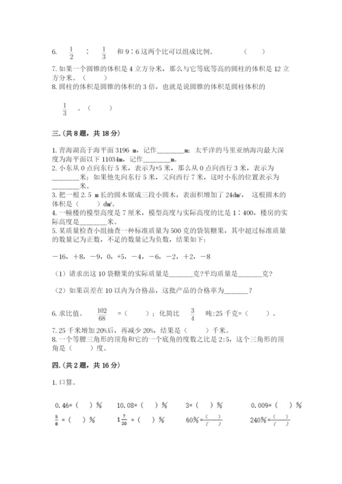 河南省平顶山市六年级下册数学期末测试卷（真题汇编）.docx