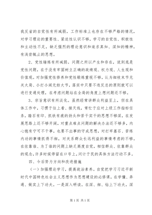 XX年度领导干部民主生活会个人对照检查材料.docx