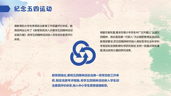 水彩五四青年节通用PPT模板