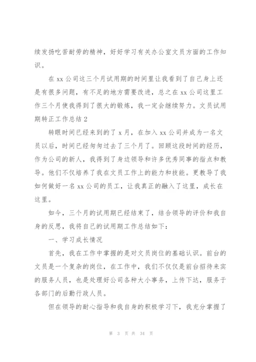 文员试用期转正工作总结15篇.docx