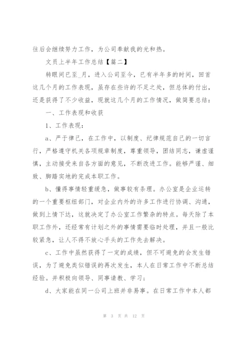 2022年文员上半年工作总结范文.docx