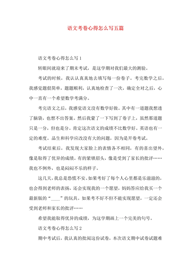 语文考卷心得怎么写五篇.docx