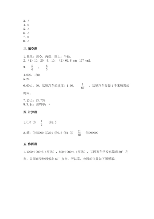 人教版六年级上册数学期末测试卷含答案（最新）.docx