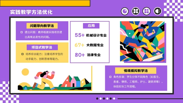 紫色孟菲斯风格教育创新与实践计划书PPT模板