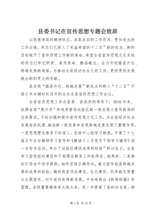 县委书记在宣传思想专题会致辞.docx