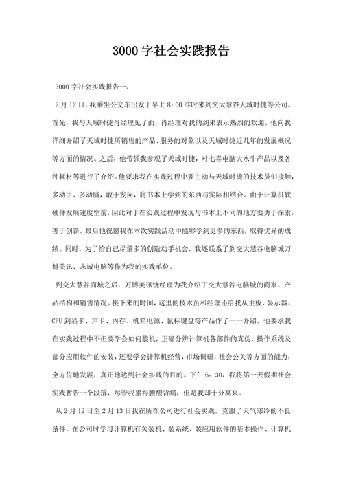 3000字社会实践报告