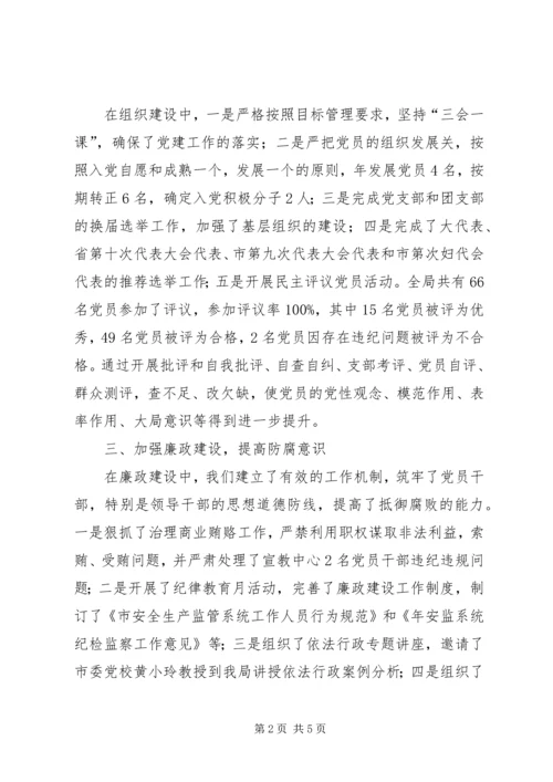 市安监局党务工作小结提纲.docx